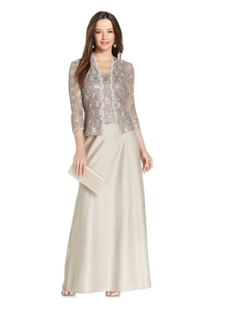 Alex Evenings Champagne evening gown 6P